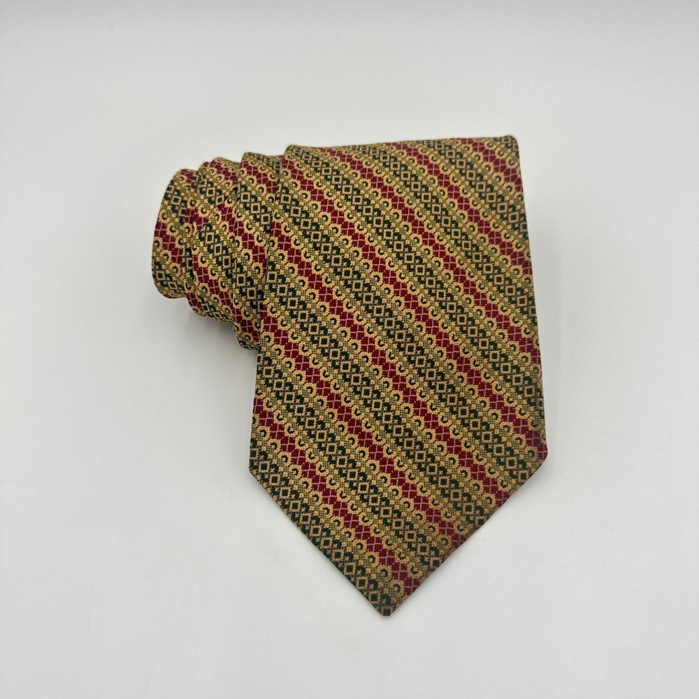 Resilio Tie Mens Green Red Tan Geometric Diagonal Stripe Sophisticate Collection